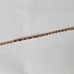 10k Gold Amethyst and Diamond Bracelet